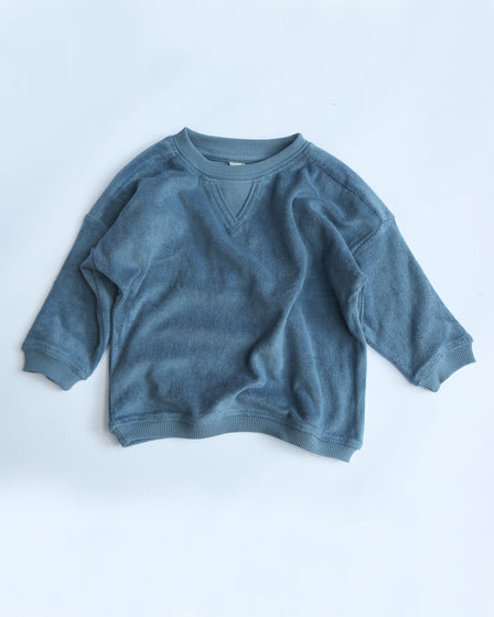 BABY RELAXED TERRY PULLOVER -  FADED DENIM