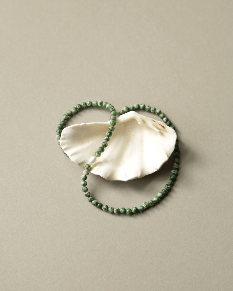 GREEN SPOTTED JASPER FRESH WATER PEARL