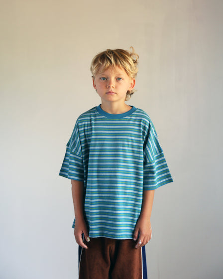 OVERSIZED TEE - BLUE RETRO STRIPE