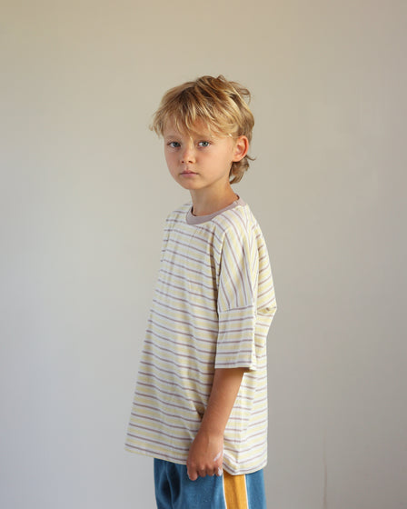 OVERSIZED TEE - MUSHROOM RETRO STRIPE