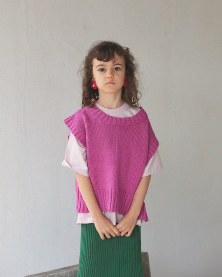 KNITTED VEST - BURNT PINK
