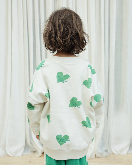 RELAXED SWEATSHIRT -  GREEN LOGO HEART