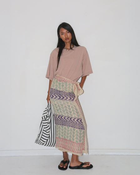WOMENS BOXY TEE <BR> NUDE