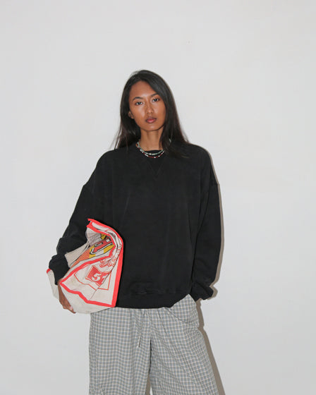 SS LOGO SWEATSHIRT <BR> WASHED BLACK