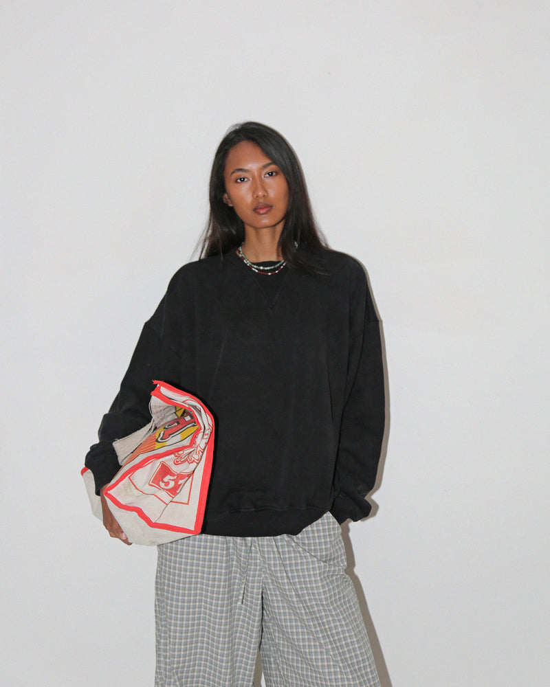 SS LOGO SWEATSHIRT <BR> WASHED BLACK