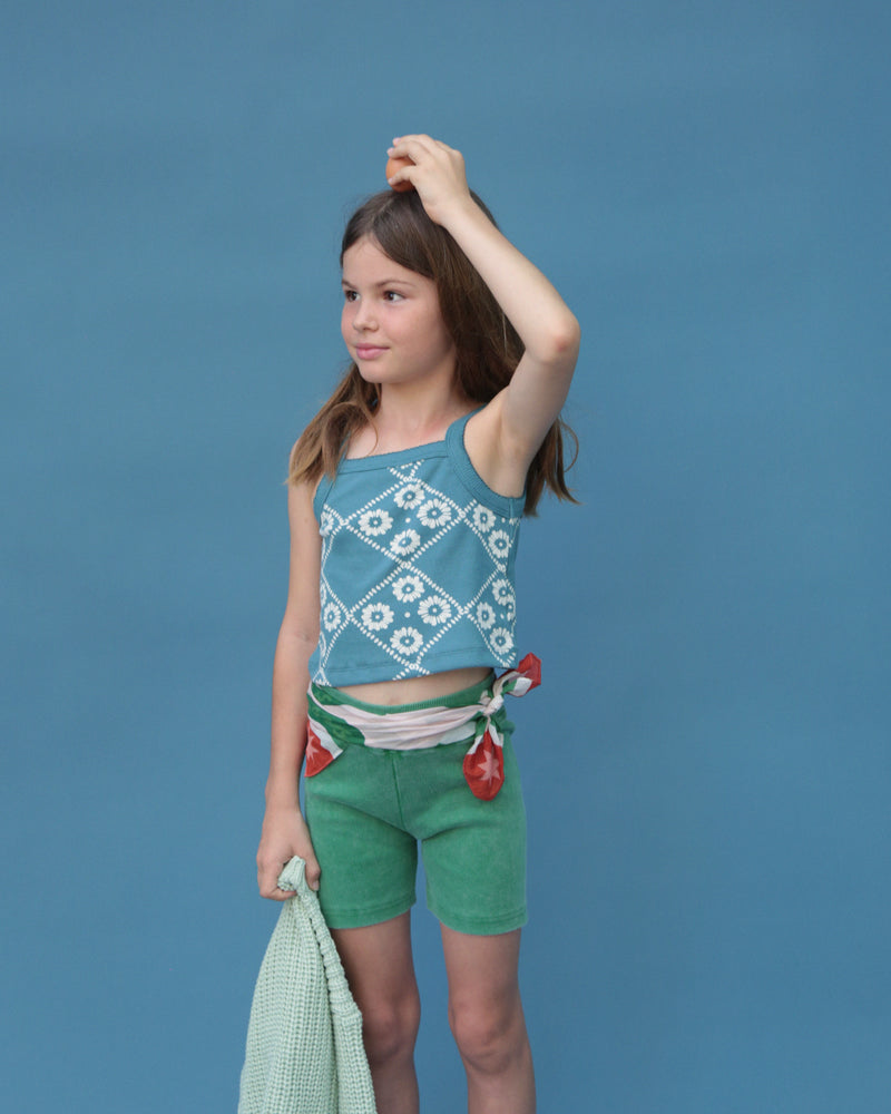 GIRLS CLASSIC SINGLET -BLUE FLORAL