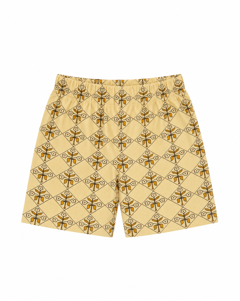 RELAXED ELASTIC SHORT - YELLOW VINTAGE FLORAL