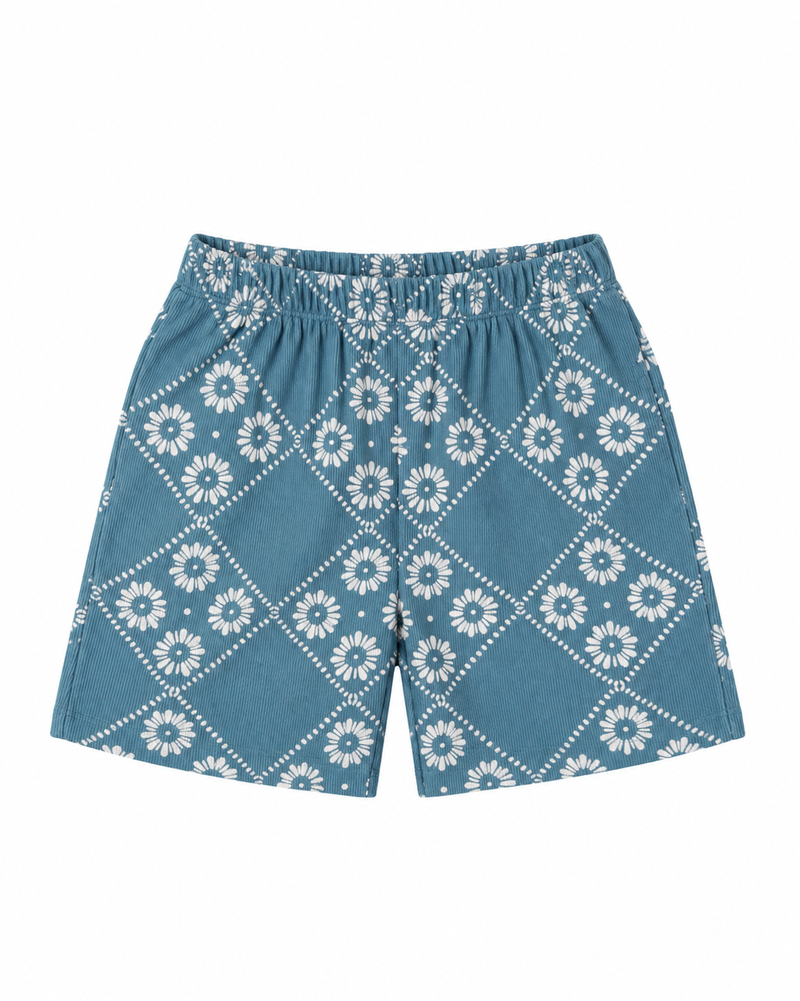 RELAXED ELASTIC SHORT - BLUE FLORAL