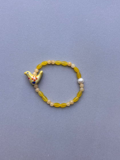 KIDS BRACELET - YELLOW BIRD AND PEARL