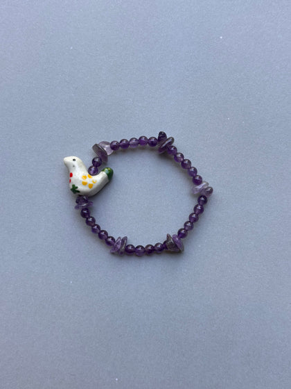 KIDS BRACELET - BIRD AND AMETHYST