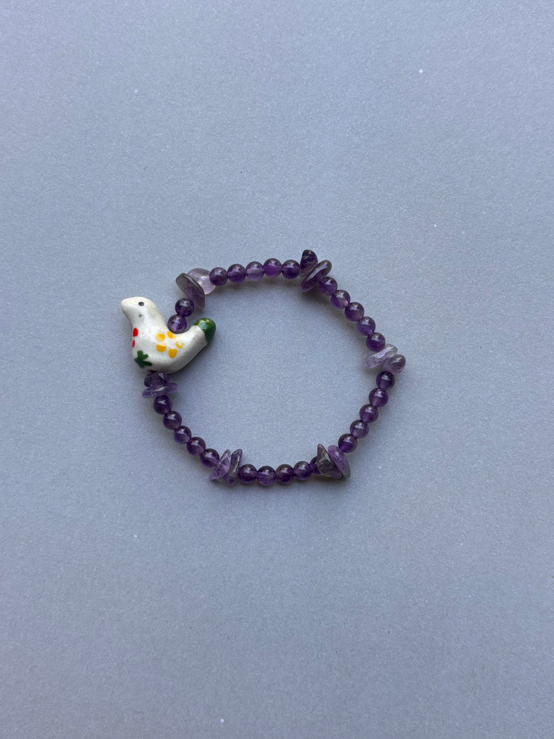KIDS BRACELET - BIRD AND AMETHYST