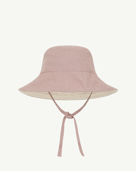 BABY SUN HAT WITH TIES <BR> LILAC AND MUSK