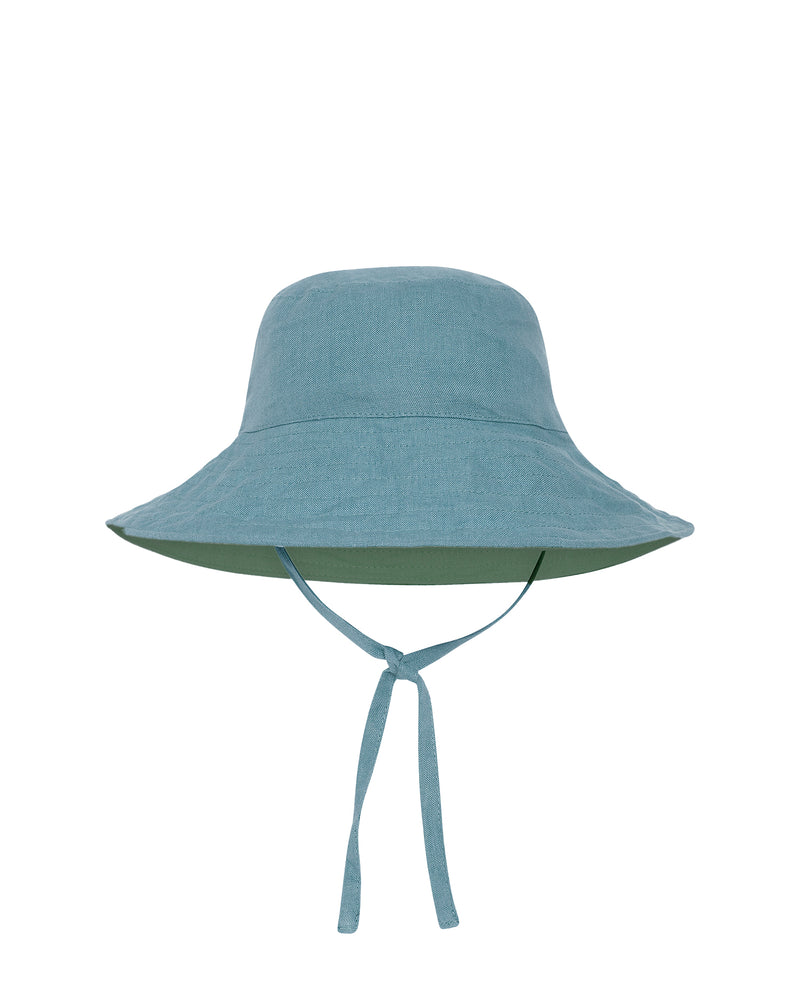BABY SUN HAT WITH TIES - TEAL