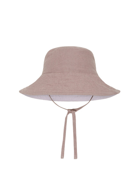 BABY SUN HAT WITH TIES <BR> LILAC AND MUSK