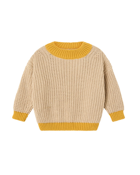 CHUNKY PULLOVER - NATURAL AND YELLOW