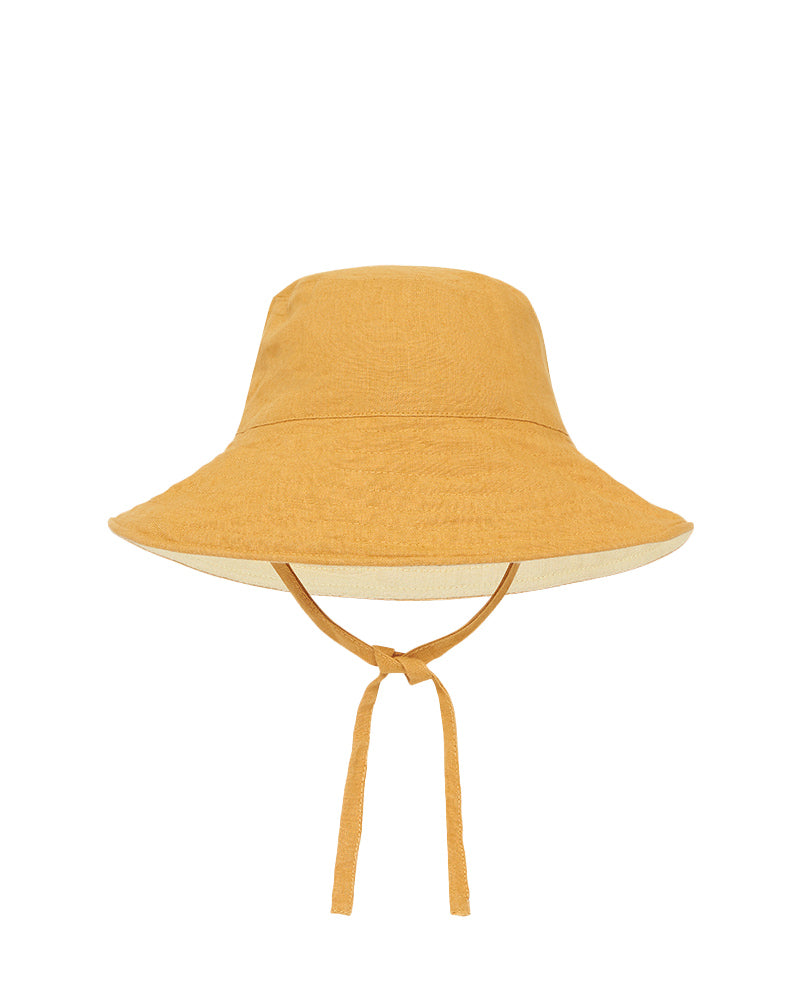 BABY SUN HAT WITH TIES - SUNSHINE
