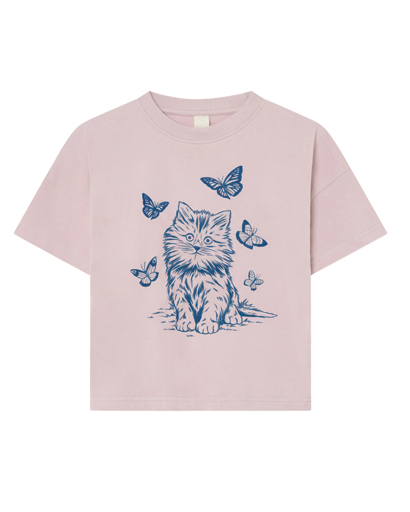 OVERSIZED TEE - KITTEN WITH FLOWERS