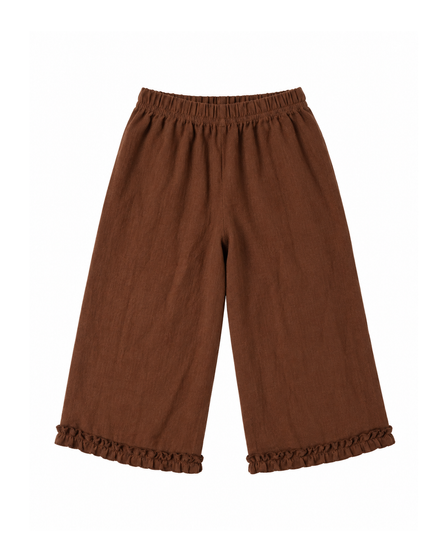 GIRLS FRILL PANT - RUST