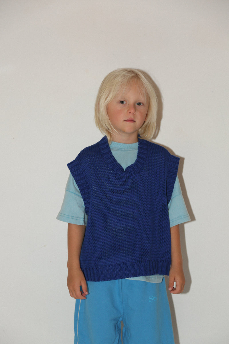 KNITTED VEST - COBALT BLUE