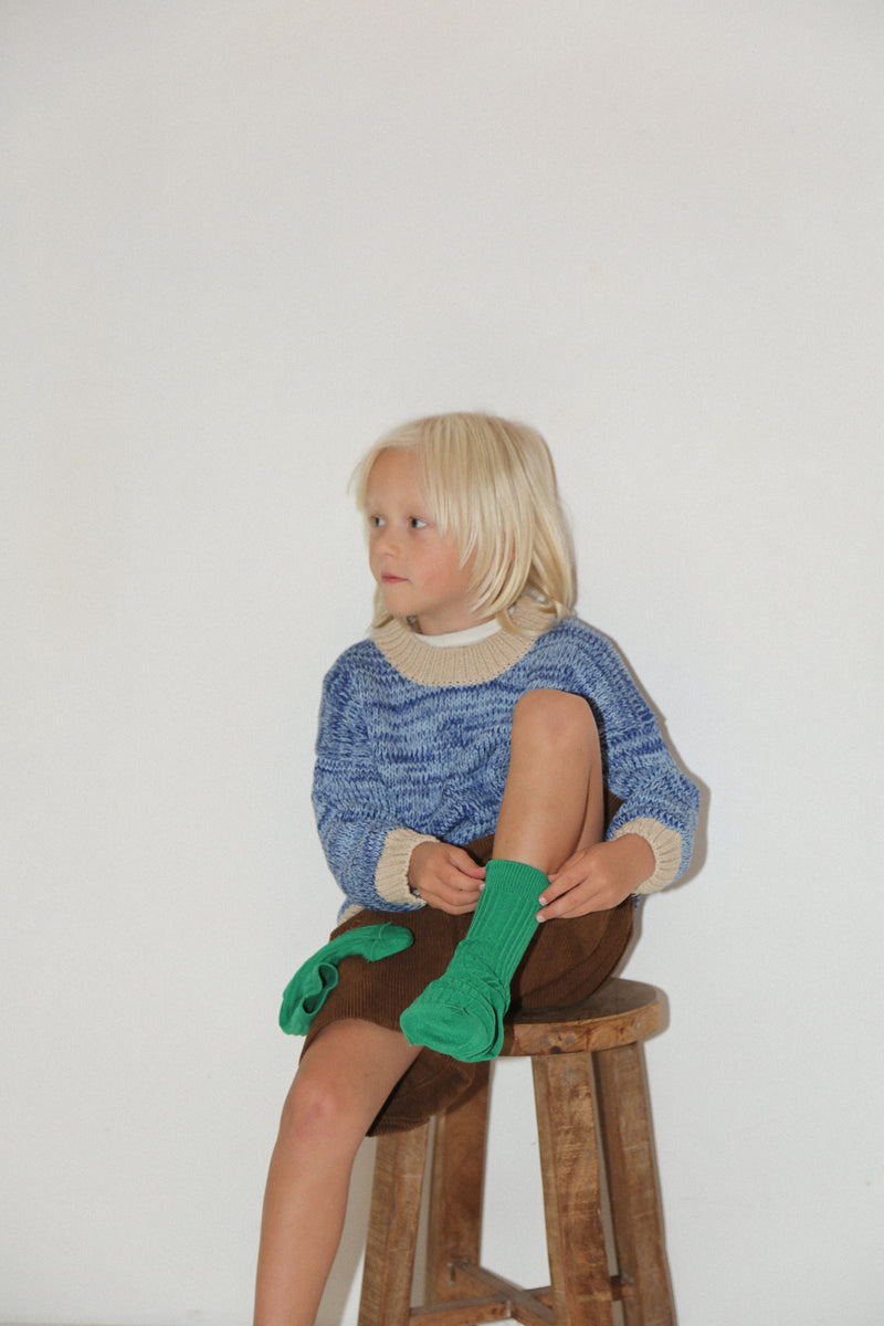 KNITTED PULLOVER - MARBLE BLUE