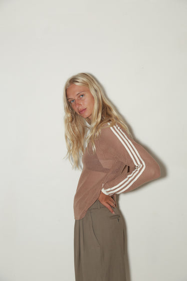 WOMENS MESH RACER LONG SLEEVE <BR> NUDE CLAY