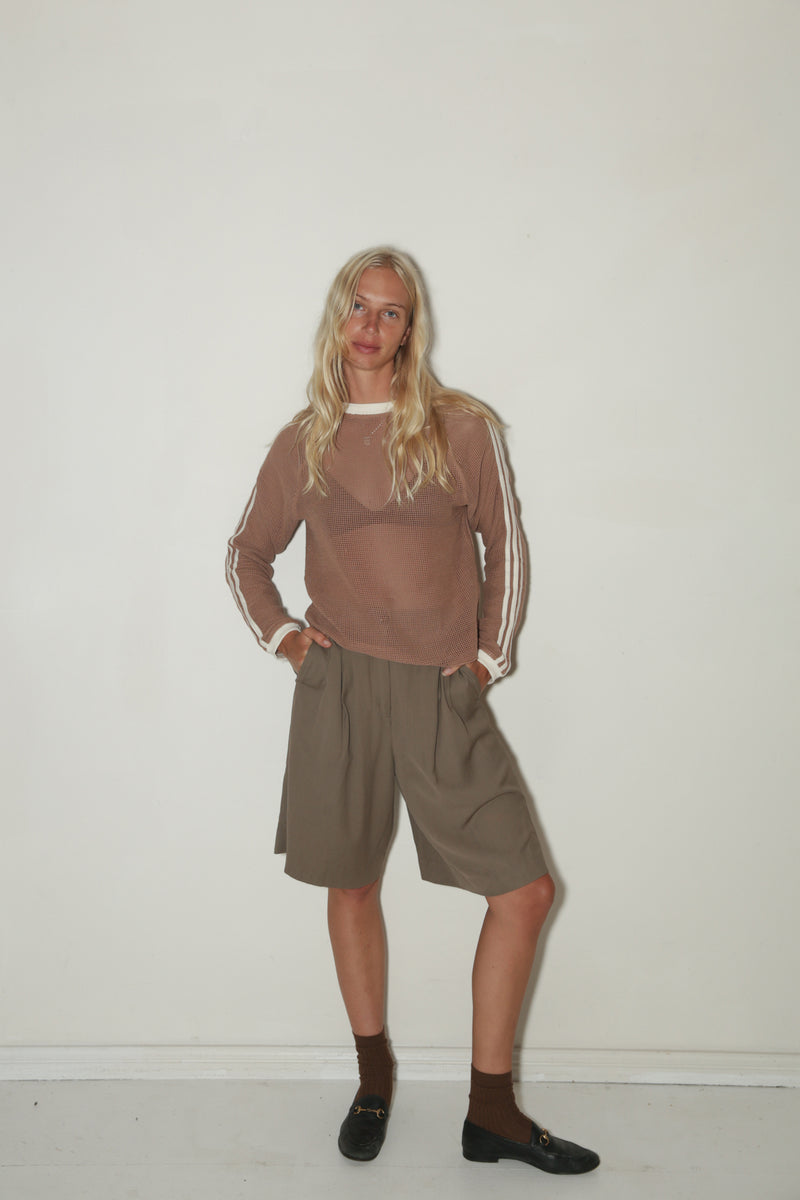 WOMENS MESH RACER LONG SLEEVE <BR> NUDE