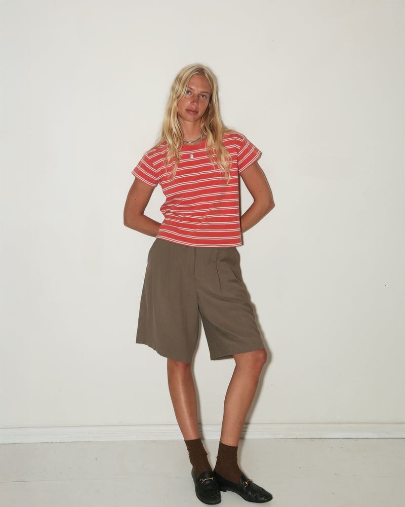 WOMENS MINI TEE <BR> CHILLI STRIPE