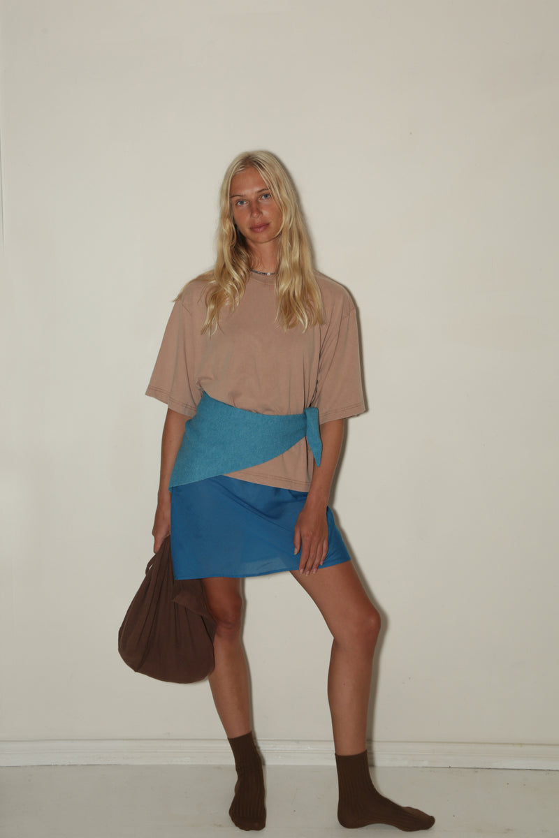 WOMENS BOXY TEE <BR> NUDE