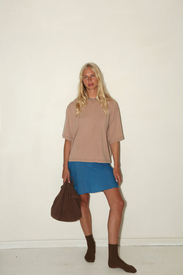 WOMENS BOXY TEE <BR> NUDE CLAY