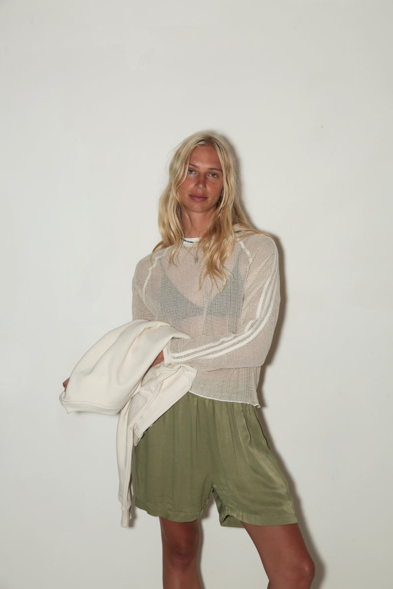 WOMENS MESH RACER LONG SLEEVE <BR> NATURAL