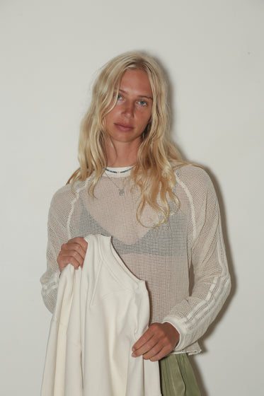 WOMENS MESH RACER LONG SLEEVE <BR> NATURAL