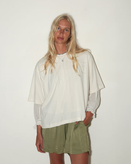 WOMENS BOXY TEE <BR> NATURAL