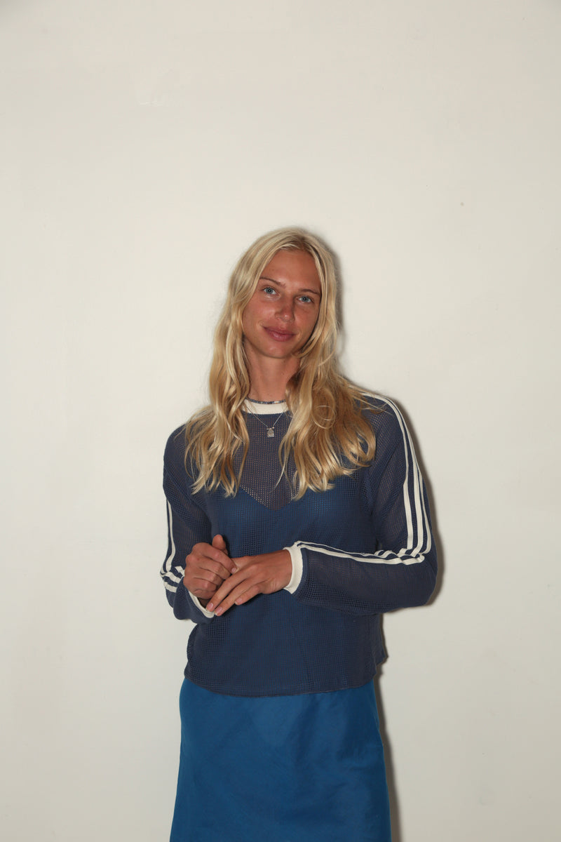 WOMENS MESH RACER LONG SLEEVE <BR> NAVY