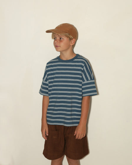 OVERSIZED TEE -VINTAGE DOUBLE BLUE STRIPE