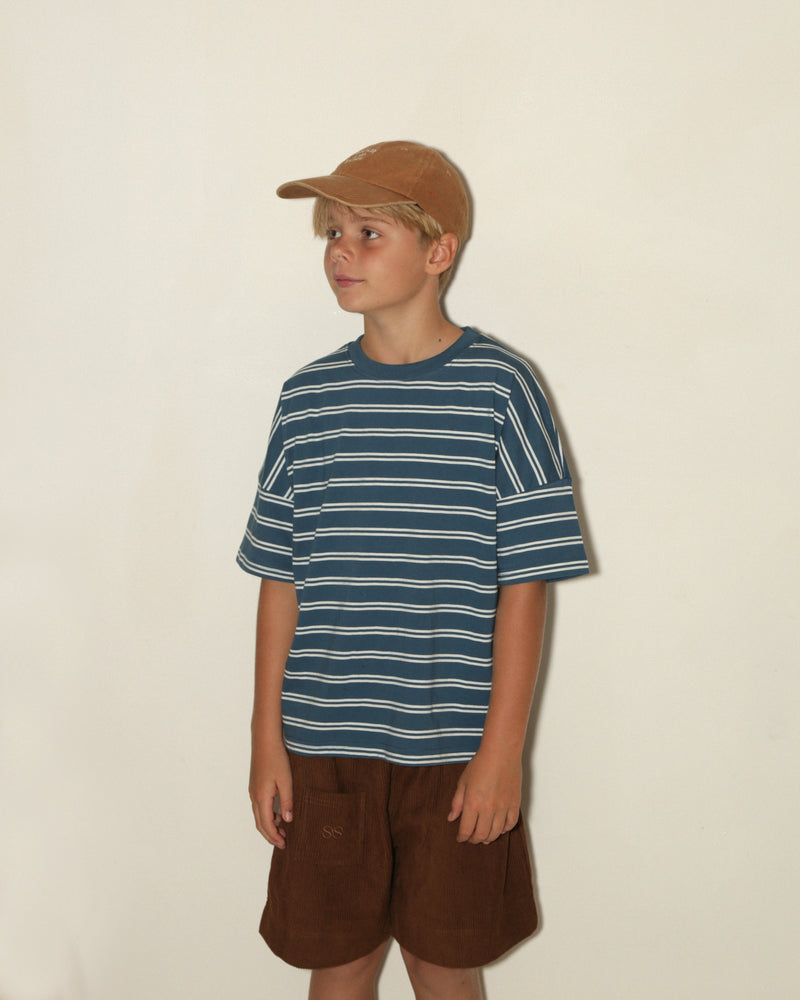 OVERSIZED TEE -VINTAGE DOUBLE BLUE STRIPE