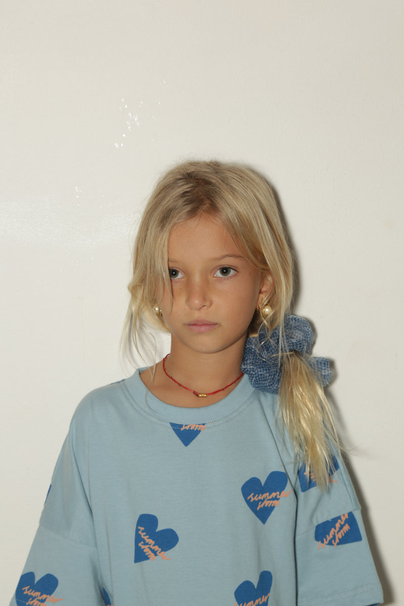 OVERSIZED TEE - BLUE LOGO HEARTS