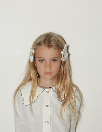 CELINE BLOUSE - NATURAL AND BLUE