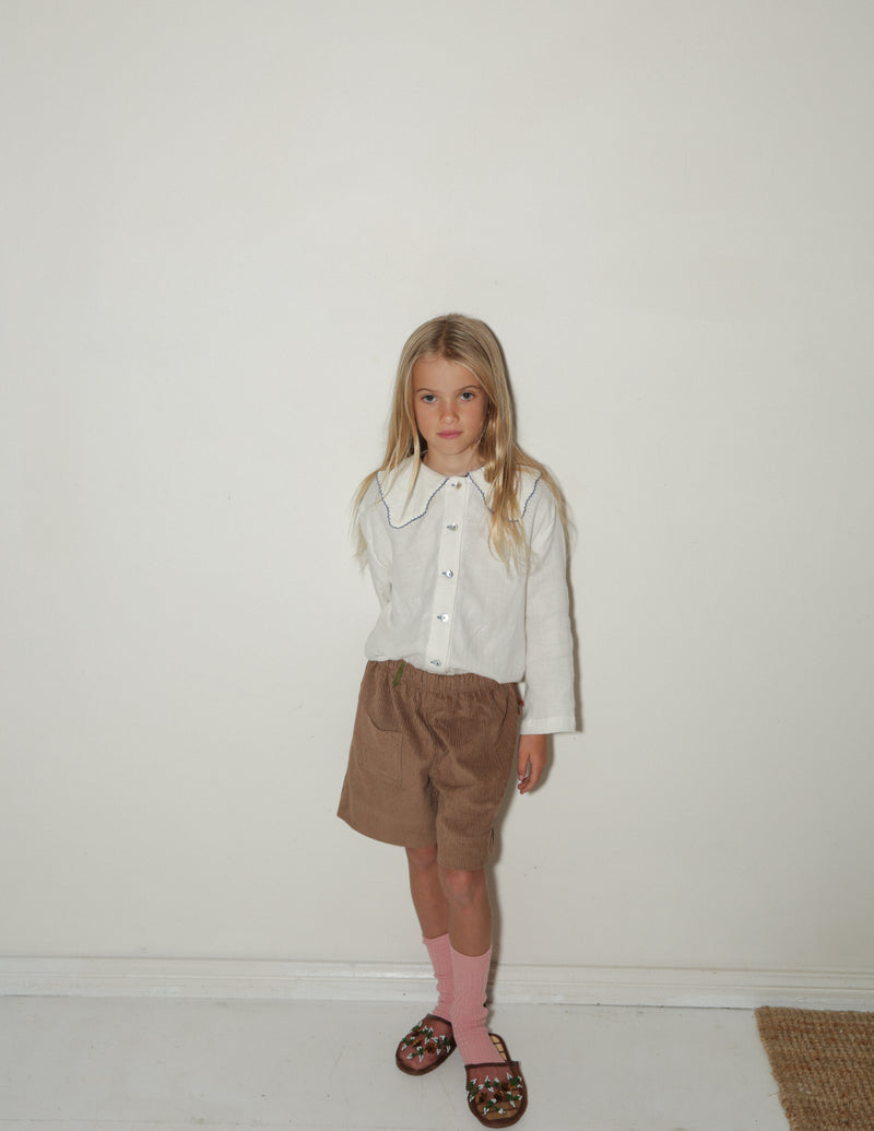 CELINE BLOUSE - NATURAL AND BLUE