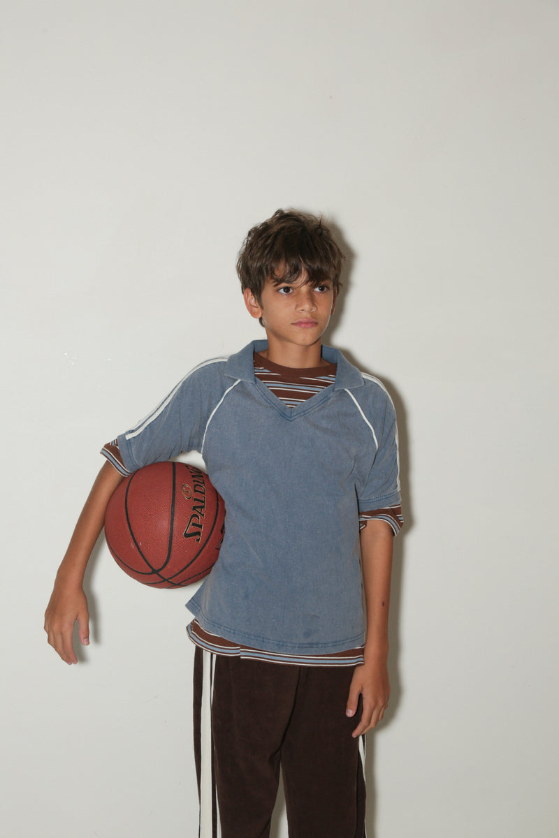 COLLARED SPORTS 11 TEE - BLUE