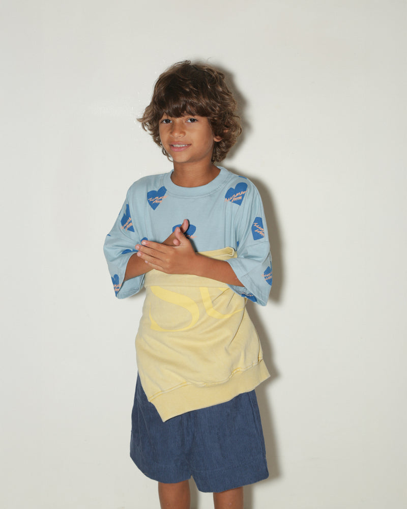OVERSIZED TEE - BLUE LOGO HEARTS