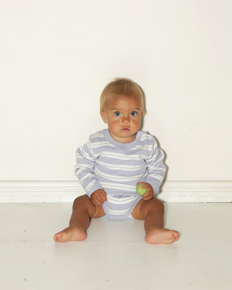 LONG SLEEVE BABY BODY - PURPLE STRIPE