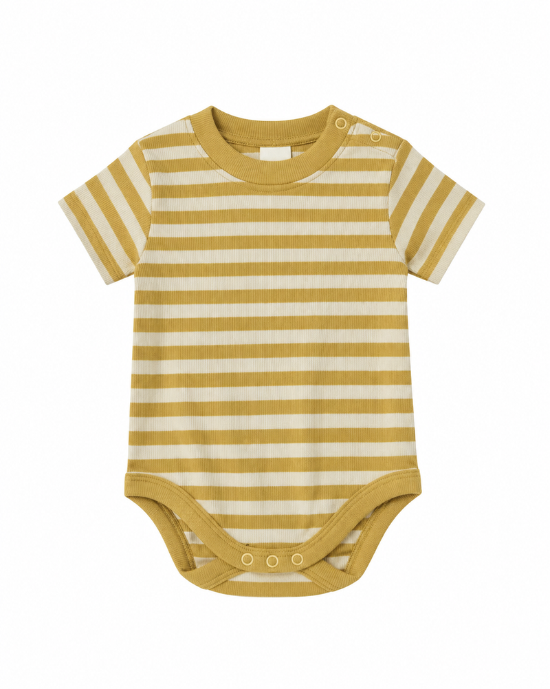 SHORT SLEEVE BABY BODY - YELLOW STRIPE