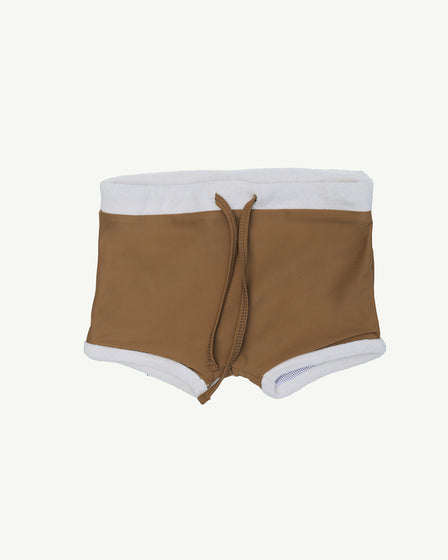 BABY SWIM TRUNK - MUSTARD AND NATURAL